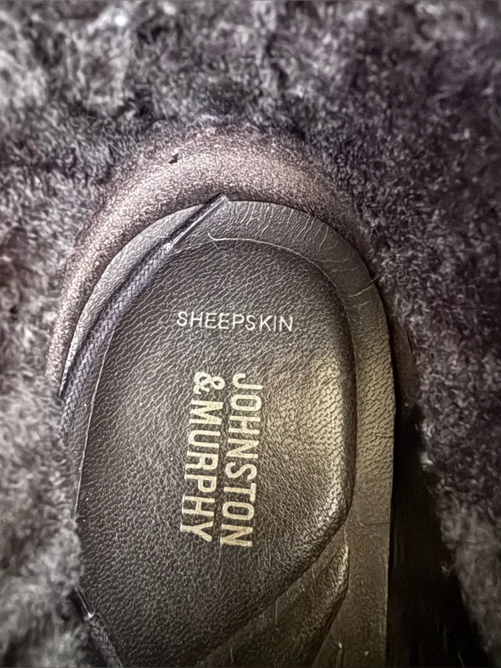 Johnston & Murphy Jennings Shearling Boots 10.5 M Black Leather Wing Tip Brazil